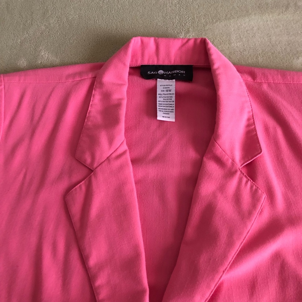 Sag Harbor blazer short sleeve coral notch lapel single button lightweight - Picture 2 of 8
